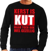 Foute Kersttrui Kerst is kut maar toch ook wel gezellig zwart voor heren L