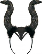 Grote hoorns heks haarband zwart - diadeem Maleficent horens halloween