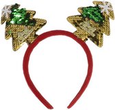 Diadeem Kerstboom Dames 30 Cm Rood/groen/goud - Kerst Kerstmis Christmas Thema