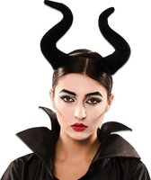 Halloween - Horror haarband met duivel/heksen hoorntjes zwart voor volwassenen - Duivel hoorns diadeem - Halloween verkleed accessoires