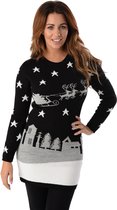 Foute Kersttrui Dames - Christmas Sweater - Kerstjurk "Kerstman in de Nacht" - Kerst trui Vrouwen Maat XL