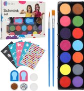 CREACOL Schminkset - 16 Kleuren Grimas Schmink Kinderen -  Halloween Make up - Grime Schmink - Halloween Schmink