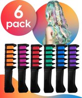 Jollify - Haarkrijt - Haarkrijt voor Kinderen - Haarmascara - Hair chalk - Haarkrijt kam - Haarstift - lol - Haarverf - Geschikt voor Kinderfeestjes - Feestje - Veel Kleuren - Paars - Groen - Blauw - Roze - Oranje - Rood - Incl. 6 kammen / Houders