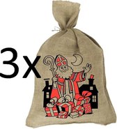 Sinterklaaszak - Jute zak - Jutezak 80x50 cm - 3 stuks