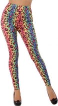 Gekleurde luipaard legging voor dames - Jaren 80 - Foute Carnaval verkleedkleding