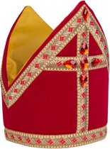 Witbaard Kokermijter Sint 61 Cm Polyester/fluweel Rood/goud