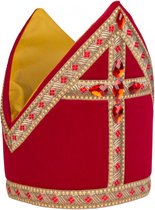 Witbaard Kokermijter Sint 61 Cm Polyester/fluweel Rood/goud