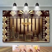 Pop the bottles - Luxe Roaring Twenties Reuze poster van polyester  220 x 150 cm - Inclusief nanotape - Roaring 20s - Great gatsby - Mafia casino themafeest - Muur decoratie Feestversiering - Backdrop achtergrond - Verjaardag jubileum bruiloft winter