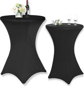 Partizzle 2x Luxe Statafelrok - ∅80-85x110 cm - Extra Dik & Sterk - Kerst - Stretch Statafelhoes - Statafel Partytafel Tafelrok - Zwart