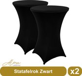 Statafelrok zwart 80 cm - per 2 - partytafel - Alora tafelrok voor statafel - Statafelhoes - Bruiloft - Cocktailparty - Stretch Rok - Set van 2