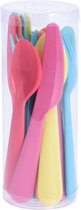 18x Gekleurd bestek kunststof 16 cm - Campingservies/picknickservies