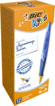 BIC Kids Beginners Balpennen met Kliksysteem met Medium Punt (1.0 mm) - Blauw Design - Doos van 12 Stuks