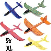 Combinatie pakket 5 XL Zweefvliegtuigen wegwerp Tozy - Geel, Rood, Groen, Oranje, Blauw | Zweefvliegtuig speelgoed | Speelgoedvliegtuigen | Foam vliegtuig