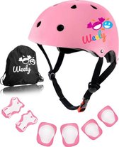 Weely Skate Beschermset Kinderen - Helm Kind - Roze S