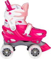 Nijdam Rolschaatsen Verstelbaar - Feather Drops - Fuchsia/Roze/Wit/Zilvergrijs - 25-28