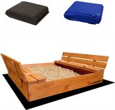 Ladanas® AFSLUITBARE zandbak met banken incl. dekzeil+ gronddoek - GEIMPREGNEERD hout - 120x120cm