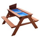 Sunny Dave Zand & Water Picknicktafel in Bruin voor kinderen - Multifunctionele Picknick tafel met 2 uitneembare kunststof bakken - FSC hout