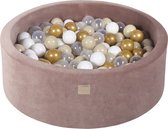 Ballenbak VELVET Beige - 90x30 incl. 200 ballen - Goud, Beige, Wit, Transparant