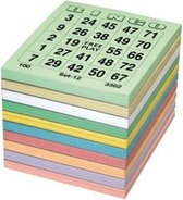 Bingo kaarten gekleurd - Bingo block - 5x100 vellen - 0 tot 75 - 5 verschillende series