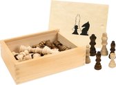 Houten schaakstukken 32x stuks in opbergkistje - Schaakspel - Schaken voor kinderen en volwassenen
