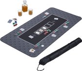 Relaxdays pokerkleed - 180 x 90 cm - pokermat - Texas Hold'em - kaartkleed - antislip - zwart