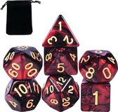 D&D dice set - DnD dobbelstenen set Red & Black - Dungeons and Dragons dobbelstenen Inclusief velvet bewaarzakje