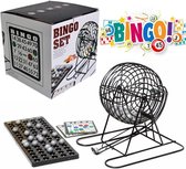 Decopatent® Bingo Spel - Bingomolen - Bingoballen - Bingo kaarten - Fiches - Spelbord - Bingo molen - Metaal - Lotto Kinderspel