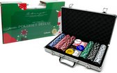 In Round Pokerset met 300 Poker chips in Pokerkoffer, kaarten & buttons