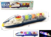 Transparant speelgoed trein met led lichtjes en geluid/muziek - kan alle kanten rijden - Gear train LED light - 30CM (incl. batterijen)