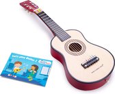 New Classic Toys Houten Speelgoed Gitaar met Muziekboekje - Inclusief Draagriem