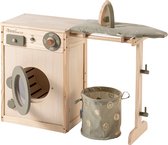 howa Houten Kinderwasmachine Speelgoed Wasmachine met Waslijn, Strijkplank, Wasmand en Strijkijzer 48142