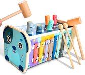 Hammie Hamster - 3 in 1 Houten Speelgoed Xylofoon - Duurzaam - Hamerbank - Activiteiten kubus