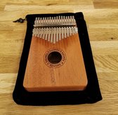 Kalimba Duimpiano met 17 Tonen + Accessoires - Stemhamer - Toets Stickers - Duimbeschermers - Reinigingsdoekje - Handleiding - Opbergzak - Mahonie Hout - Mbira - Muziekinstrument 17 Toetsen - Makkelijk te Bespelen - Complete Set - Voor Jong en Oud