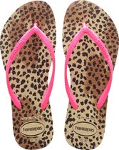 Havaianas Slim Animals Dames Slippers  - Sand Grey/Pink - Maat 25/26