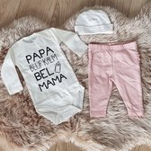 MM Baby cadeau geboorte meisje jongen set papa kalm bel mama met tekst aanstaande zwanger kledingset   babykleding Huispakje | Kraamkado | Gift Set babyset kraamcadeau  kraampakket aankondiging bekendmaking zwangerschap