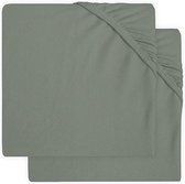 Jollein Baby Hoeslaken Ledikant Jersey 60x120cm - Ash Green - 2 Stuks