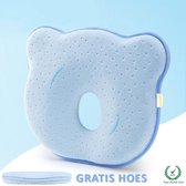 SIMIA™ Ergonomisch Babykussen met Afneembare Hoes - Tegen plat achterhoofd - Hoofdkussen - Traagschuim kussen - Memory foam - Baby Steunkussen - Kraamcadeau - Blauw