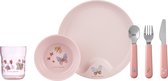 Mepal Mio – Kinderservies set 6-delig – Bestaat uit een bord, schaaltje, glas en bestek – flowers & butterflies -  licht in gewicht – kan tegen een stootje