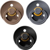 BIBS | Fopspenen Set 3 Stuks | Maat 3 | 18+ Maanden | Dark Oak, Iron, Black