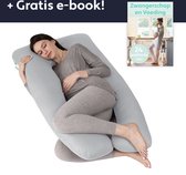 Litollo® Zwangerschapskussen XXL - Voedingskussen - Lichaamskussen - Body pillow - 280cm - Afneembare hoes - Grijs