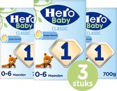 Hero Baby Zuigelingenmelk Classic 1 (0-6 Maanden) - Zuigelingenvoeding - 3 x 700gr - Hero Babyvoeding 1