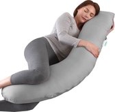 Litollo® Zwangerschapskussen (J-vorm) - Zijslaapkussen - Voedingskussen - Lichaamskussen - Body pillow - 145cm - Afneembare hoes - Grijs