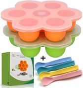 HI NATURE™ Bewaarbakjes babyvoeding - Babyvoedingsaccessoires - Baby bakjes met 4 stuks babylepels - Moedermelk Bewaren - Diepvriesbakjes - Vriezer bakjes - 100% BPA vrij Siliconen