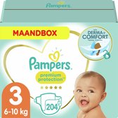 Pampers Premium Protection Luiers - Maat 3 (6-10 kg) - 204 stuks - Maandbox