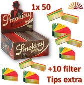 Smoking Brown - King Size Slim Rolling Papers - 50 stuks + Flying Rasta Filter Tips - 10 pakjes
