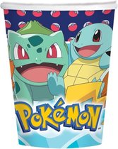 16x Pokemon themafeest drinkbekertjes - Wegwerp drinkbekers van karton - Kinderfeestje tafeldecoratie