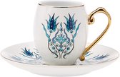 Karaca - Iznik - koffieservies voor 6 personen - 12 stuks - Traditionele Turkse koffiekopjes set met schotels - porselein - espresso kopjes - mokka kopjes