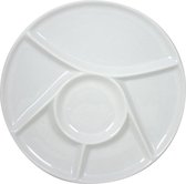 Fondue/gourmet bord/barbecuebord/gourmetbord met vakjes rond wit porselein 23 cm