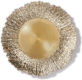 Kerst onderborden - D33 cm - goud luxe  - set 6x stuks - rond - kunststof