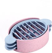 Eiersnijder - 3 in 1 - Vaatwasbestendig - Ei Snijder - Eisnijder - Eiersnijders - Egg Slicer - Multifunctioneel Keukenhulpmiddel - Roze + Blauw